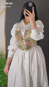Set Jess compus din camasa lunga tip rochie si vesta vintage