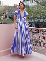 Rochie Armina cu maneci bufante si decolteu in V