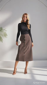 Bluza Lia cu guler inalt, detaliu drapat
