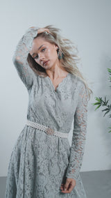 Rochie Jollene neagra din dantela cu fermoare ascuns