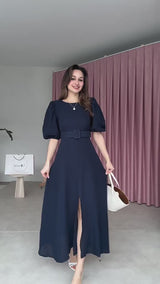 Rochie Quelia cu maneci bufante - curea inclusa