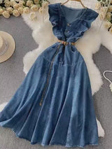 Rochie Denima din denim, curea inclusa