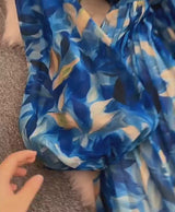 Rochie midi plisata Hoja, imprimeu frunze