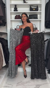 Fusta Aelina neagra lunga cu paiete