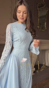 Rochie Odessa din dantela brodata si laterale din voal