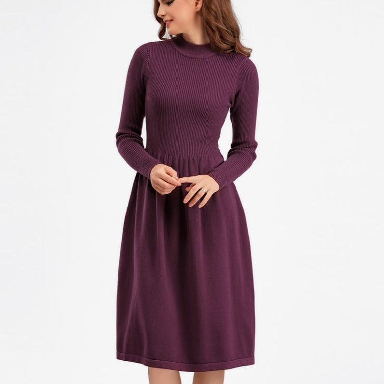 Rochie Ambra visinie din tricot reiat