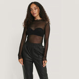 Bluza Cally din tul cu imprimeu buline