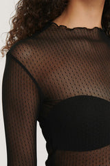 Bluza Cally din tul cu imprimeu buline