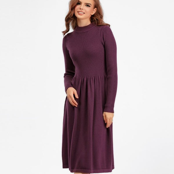 Rochie Ambra visinie din tricot reiat