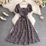 Rochie Ressa galben cu maneci scurte si imprimeu floral