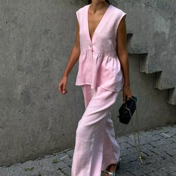 Set Zinnia compus din vesta si pantaloni lejeri