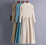 Rochie Ambra albastra din tricot reiat