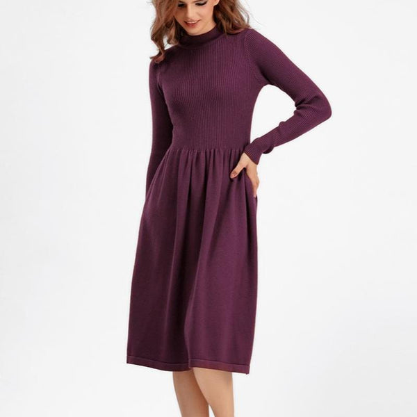 Rochie Ambra visinie din tricot reiat