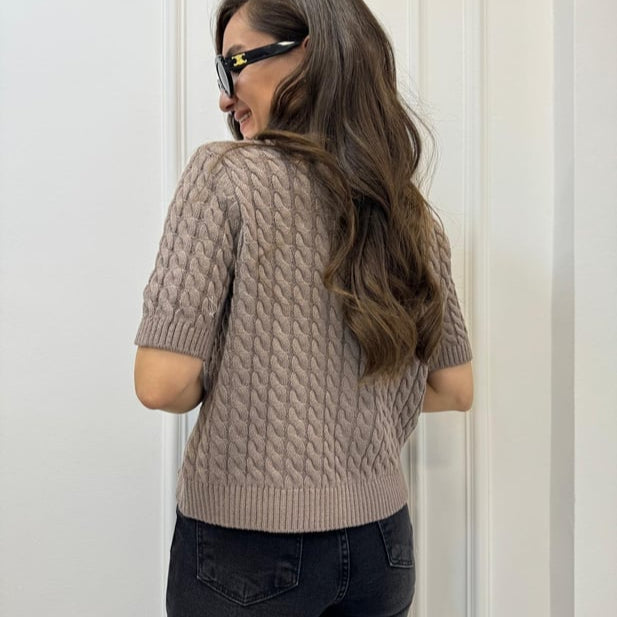 Top Tarra din tricot cu nasturi functionali