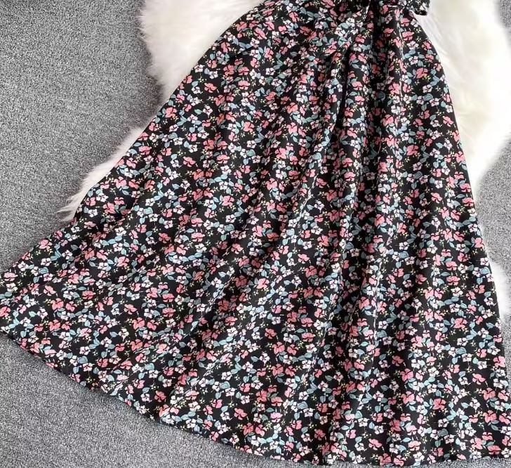 Rochie Ressa galben cu maneci scurte si imprimeu floral