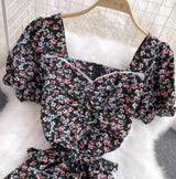 Rochie Ressa galben cu maneci scurte si imprimeu floral