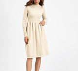 Rochie Ambra crem din tricot reiat