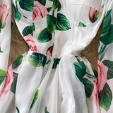 Rochie Fadima lunga cu maneci tip clopot si imprimeu floral