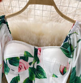 Rochie Fadima lunga cu maneci tip clopot si imprimeu floral