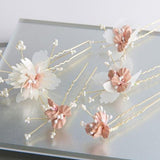 Set accesorii de par bentita si 5 agrafe cu flori si perle