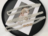 Curea elastica din perle, catarama cu trei pietre opal