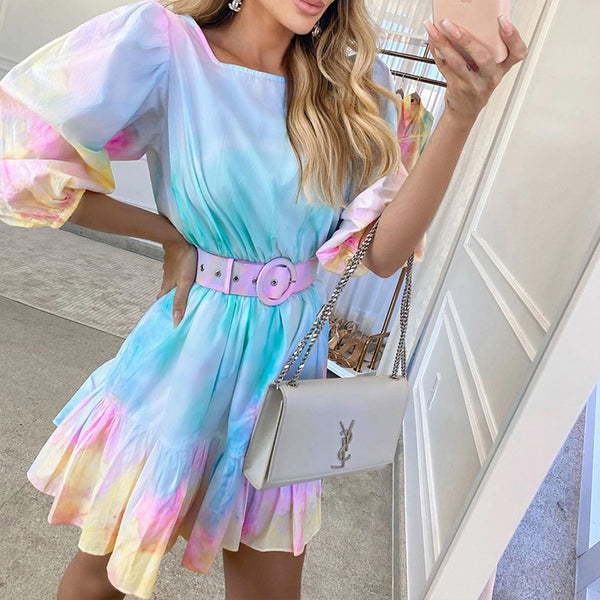 Rochie Desma multicolora cu curea accesorizata