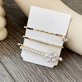 Set 3 agrafe cu perle tip floare si strassuri