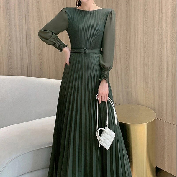 Rochie Orsa verde militaresc - cu pliuri - curea inclusa