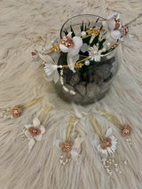 Set accesorii de par bentita si 5 agrafe cu flori si perle