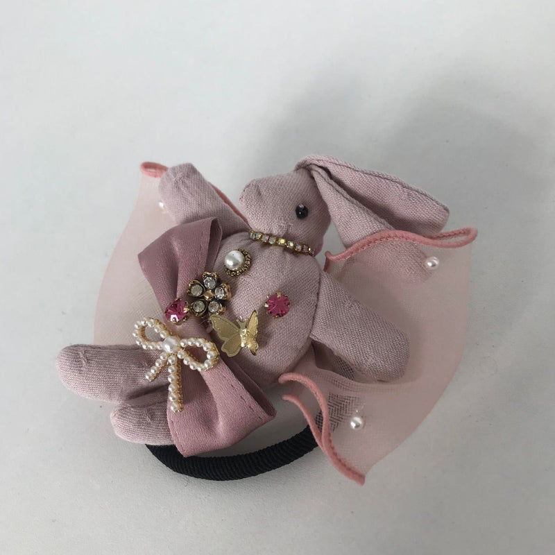 Elastic de par cu figurina in forma de iepuras din material textil si detalii din perle