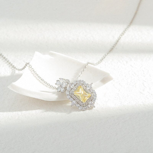 Lantisor cu pandantiv dreptunghiular si cristal galben