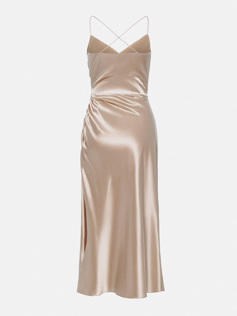 Rochie Rolina crem din satin
