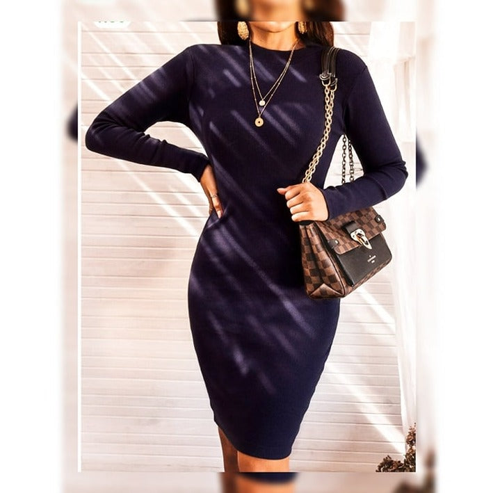 Rochie Anyka din tricot reiat mulata pe corp