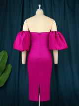 Rochie Tally cu maneci bufante cazute