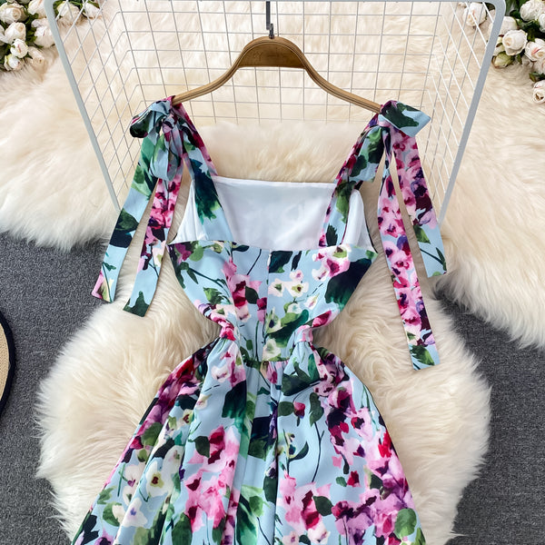 Rochie Emina verde cu bretele tip funda