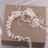 Diadema cu perle si fundite din organza