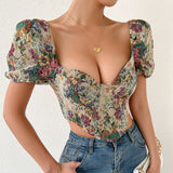 Top Kaida crem tip corset