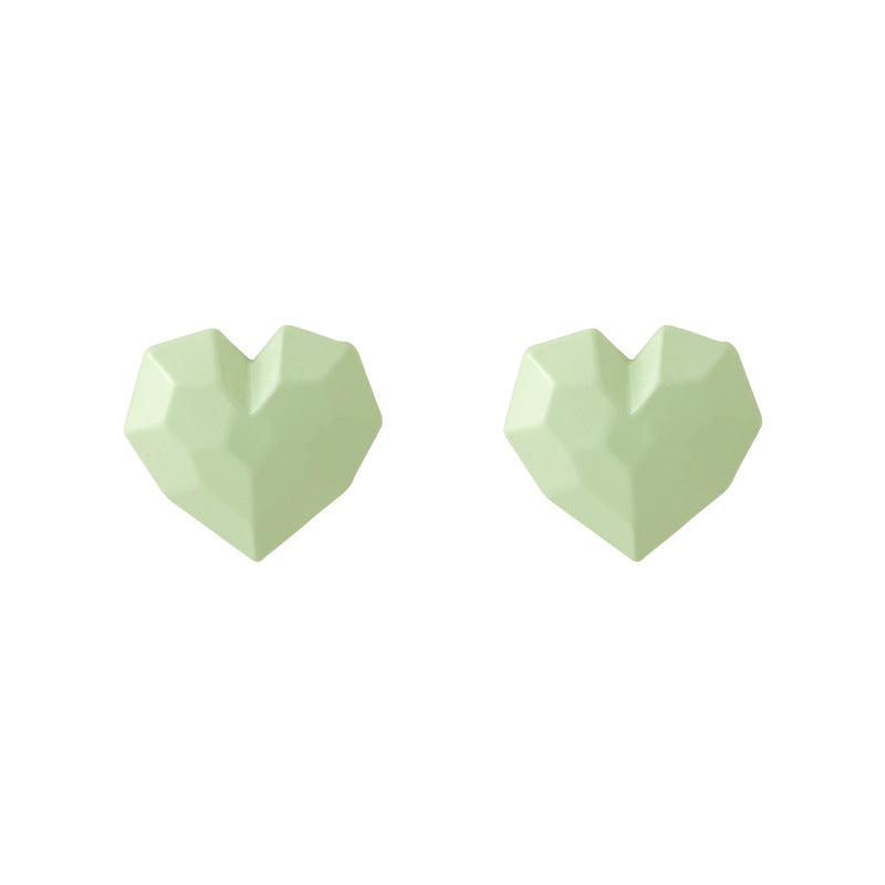 Cercei mici in forma de inima verde mint