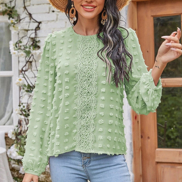 Bluza Casiela verde cu broderie