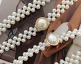 Curea elastica din perle, cu catarama perla rotunda