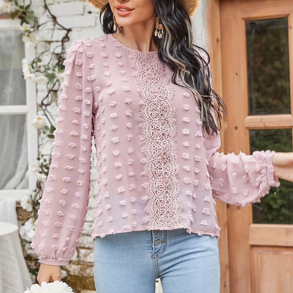 Bluza Casiela roz cu broderie