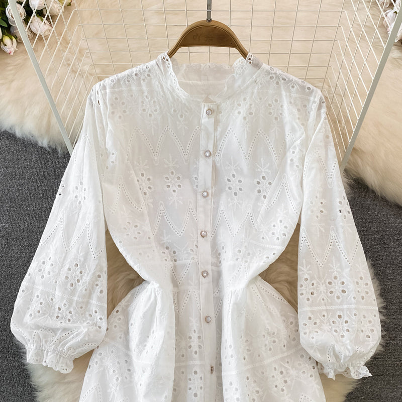 Rochie Malinda alba din dantela brodata