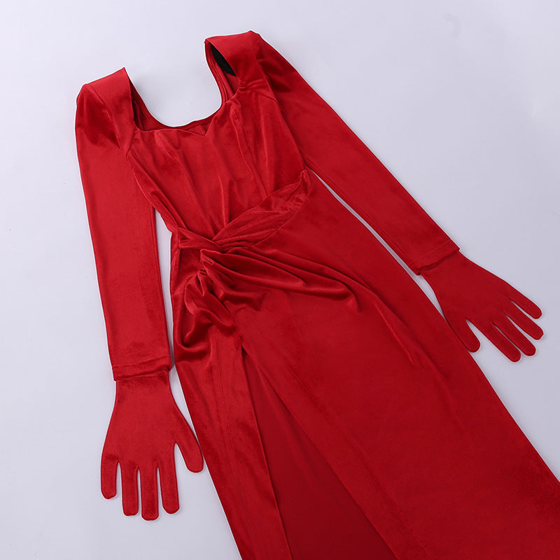 Rochie Geovanna roz din catifea