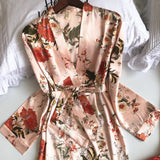 Set Ilma roz din tesatura satinata cu imprimeu floral- 3 piese