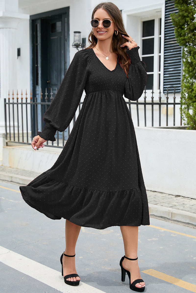 Rochie Asenefa negra cu decolteu in V