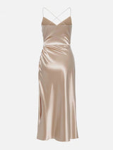 Rochie Rolina crem din satin