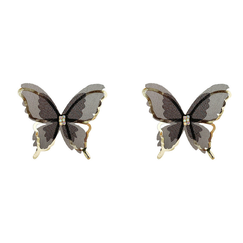 Cercei tip fluture din tulle, ace de argint 925