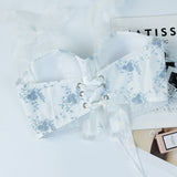 Top Leilani alb cu bretele din tulle