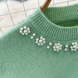 Set Redonita verde din tricot fin -  compus din rochie si pulover