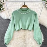 Set Redonita verde din tricot fin -  compus din rochie si pulover